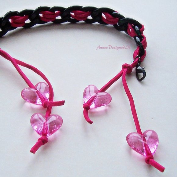 Hand Designed - Hot Pink Bracelet and Choker - Picture 6 of 7